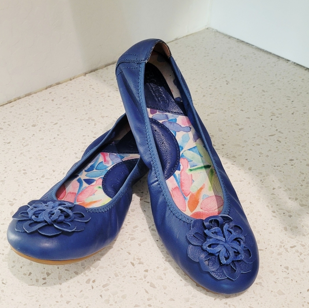 Born Blue Leather Women's Julianne Ballet Flats Shoes | Size 6